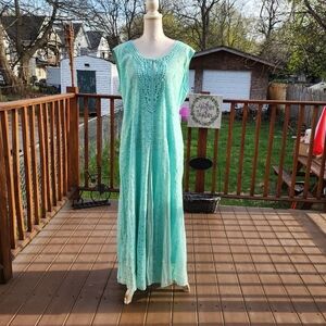 Phool Women's Elegant Aqua Lace Maxi Dress Size XL